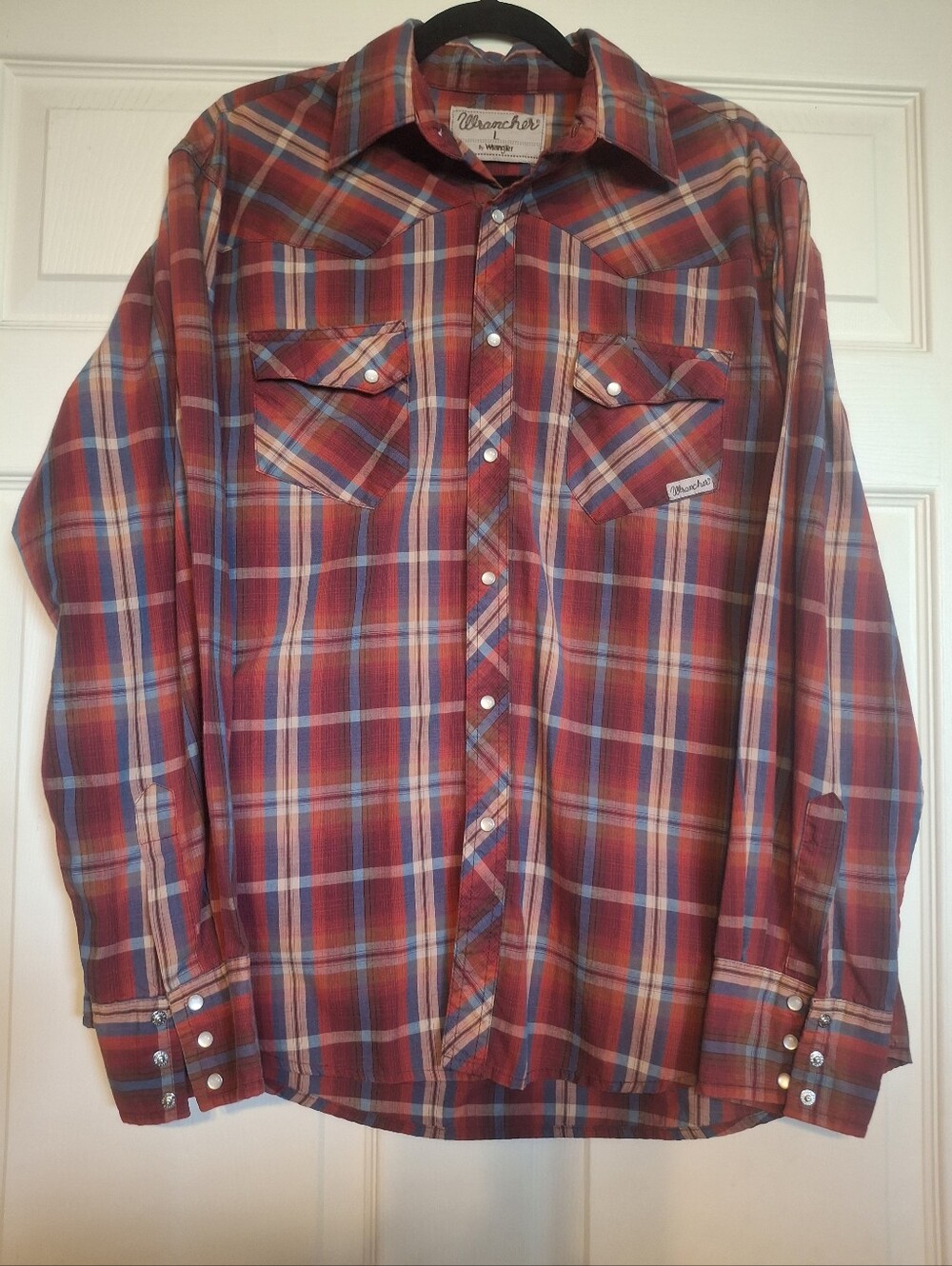 Wrangler Men's Plaid Western Pearl Snap Long Sleeve Shirt
